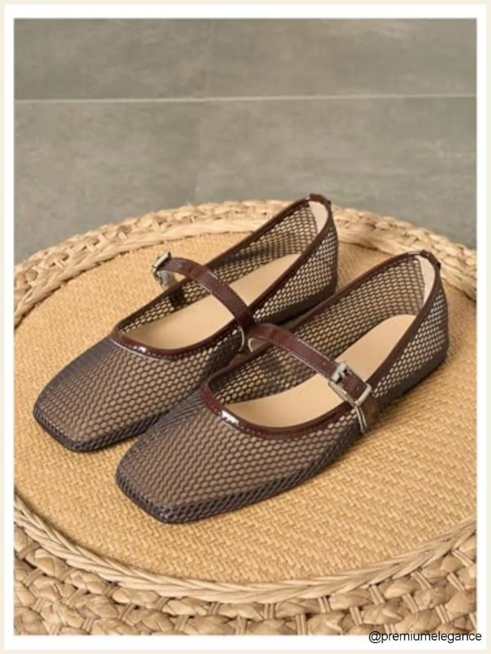 Lace Mesh Ballet Flats Comfortable Summer Dressy Square Closed Toe Shoes